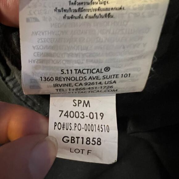 5.11 511 Tactical Pants Mens Large TDU Adjustable Work Pants 74003 Black Cargo - Picture 6 of 11